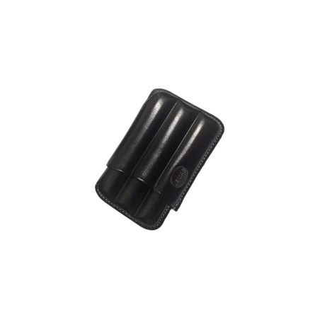 Portasigari scanalato Jemar in cuoio da 3 sigari Toscani 460/3 Nero
