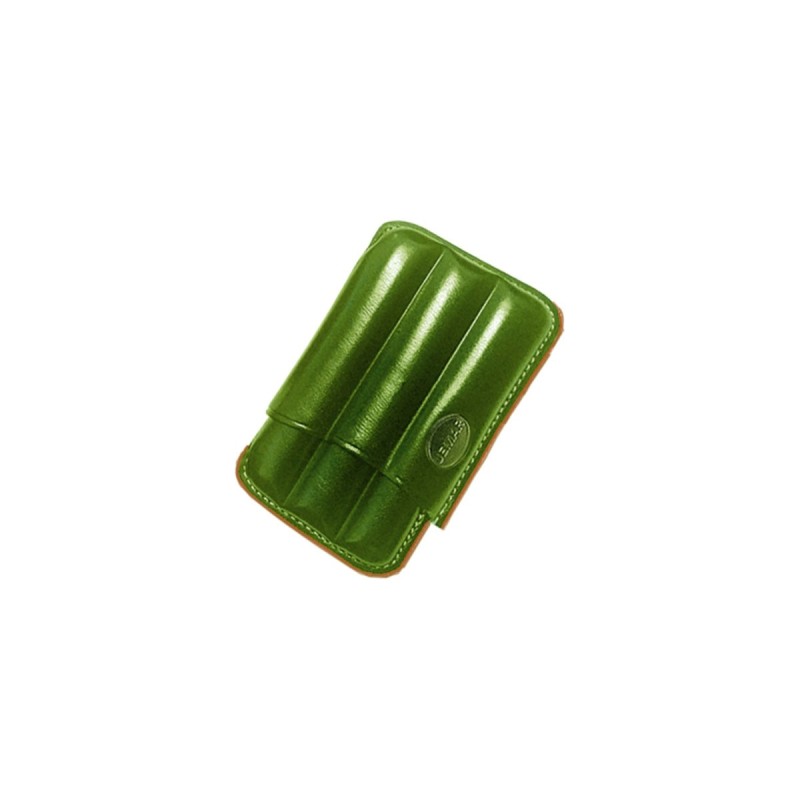 Portasigari scanalato Jemar in cuoio da 3 sigari Toscani 460/3 Verde