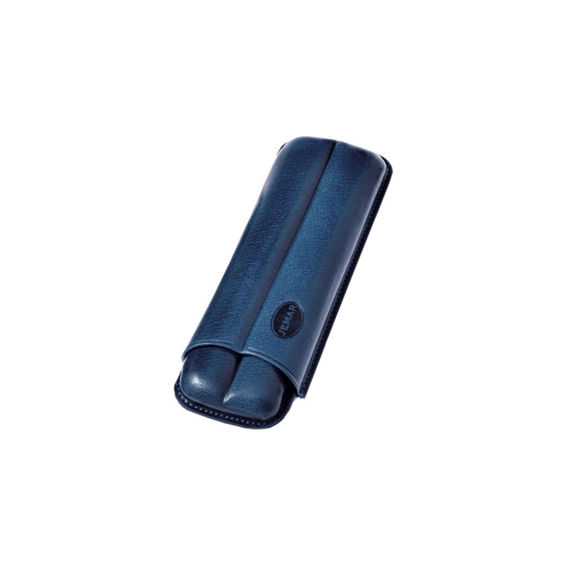 Portasigari liscio Jemar in cuoio da 2 sigari Monte Cristo n°4 e Mareva 112/2 Blu