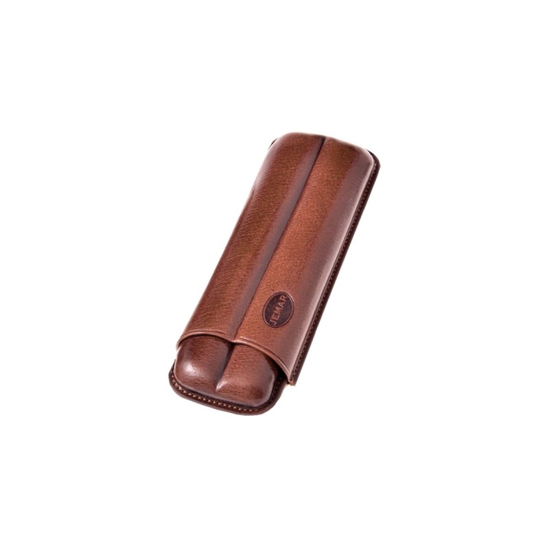 Portasigari liscio Jemar in cuoio da 2 sigari Monte Cristo n°4 e Mareva 112/2 Marrone