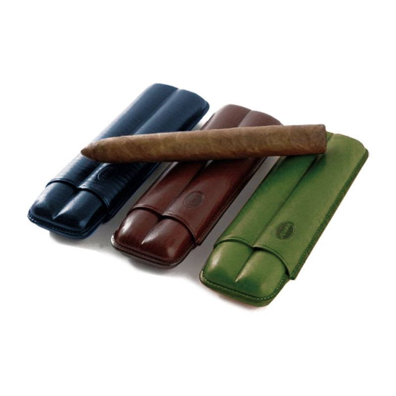 Portasigari scanalato Jemar in cuoio da 2 sigari Cohiba Beike nº6 110/2 Verde