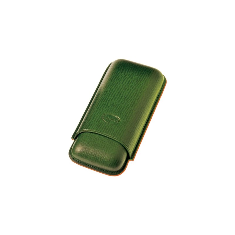 Portasigari liscio Jemar in cuoio da 2 sigari Robusto, Edmundo, S.VI 464/2 Verde