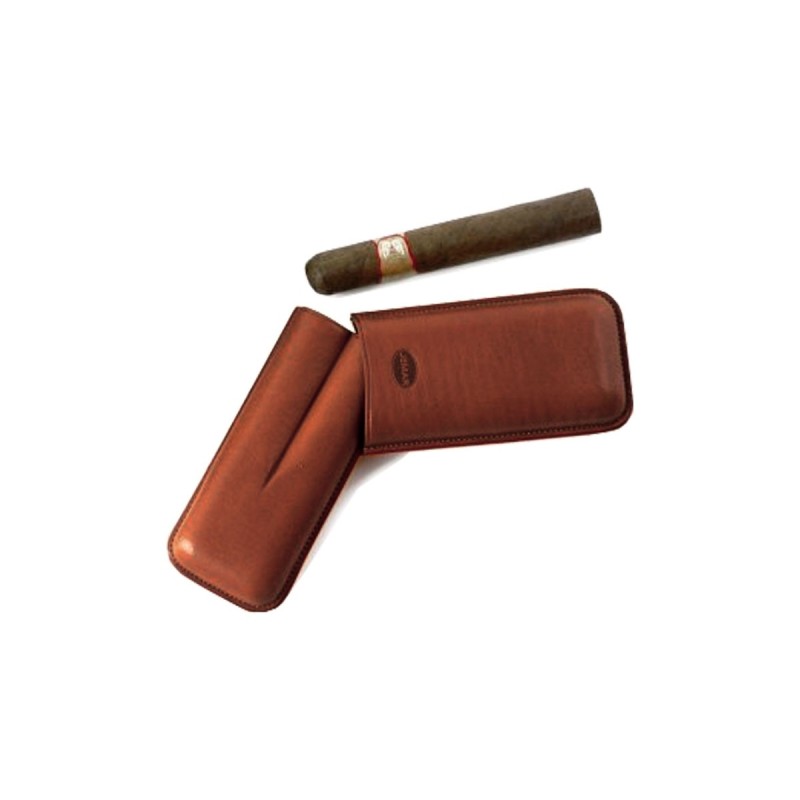 Portasigari liscio Jemar in cuoio da 2 sigari Robusto, Edmundo, S.VI 464/2 Verde