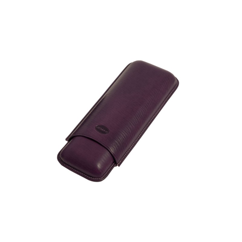Portasigari liscio Jemar in cuoio da 2 sigari Ring 67 497/2 Melanzana