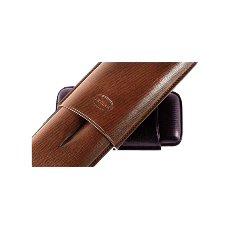 Portasigari liscio Jemar in cuoio da 2 sigari Ring 67 497/2 Marrone