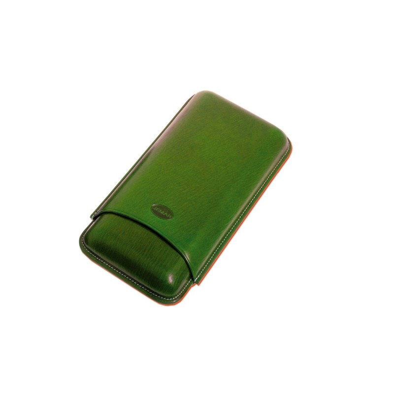 Portasigari liscio Jemar in cuoio da 3 sigari Ring 67 497/3 Verde