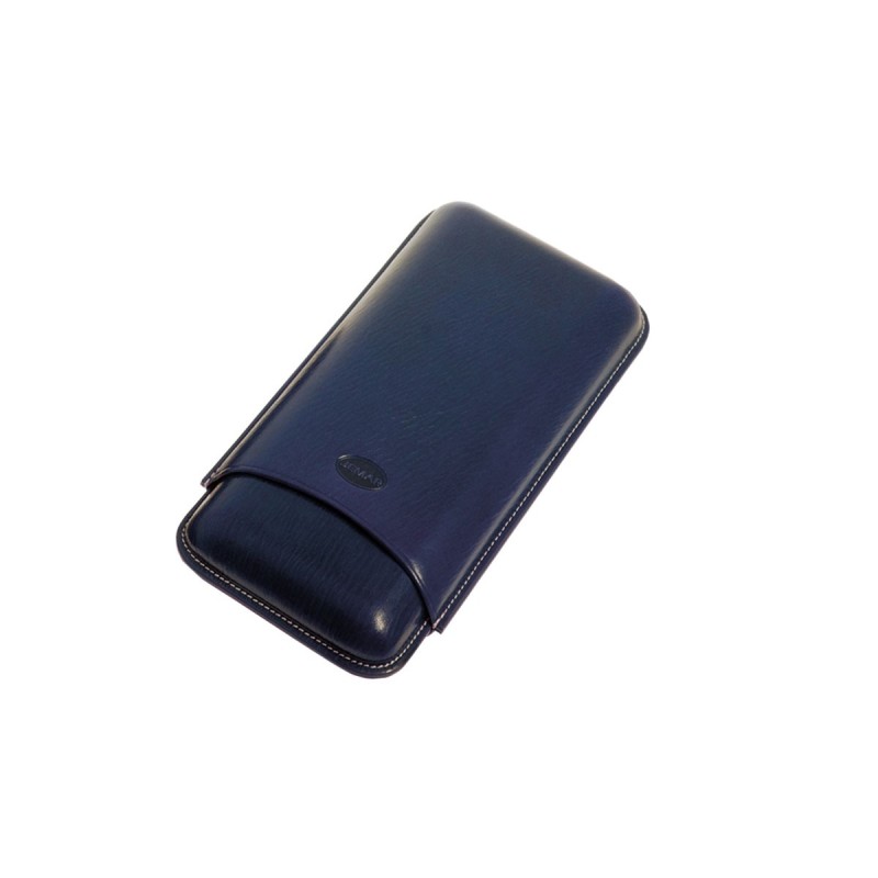 Portasigari liscio Jemar in cuoio da 3 sigari Ring 67 497/3 Blu